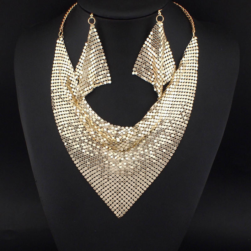 Silk Scarf  Collar Necklace Set