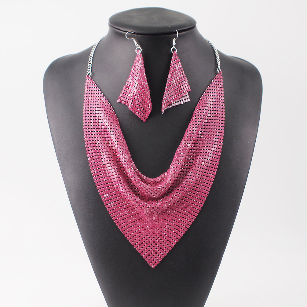 Silk Scarf  Collar Necklace Set
