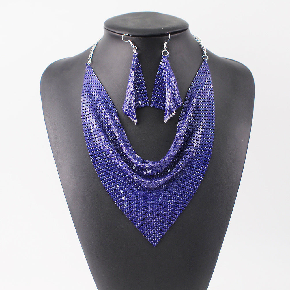Silk Scarf  Collar Necklace Set